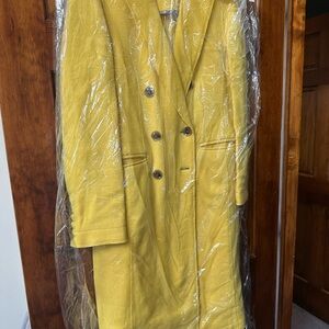 Banana Republic Yellow Double-Breasted Trench Coat